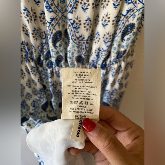 L’AGENCE 100% Silk Paisley Print Off-the-Shoulder Dress - Picture 5 of 5